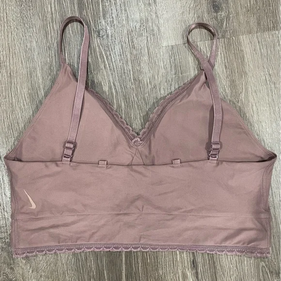 Nike Yoga Indy Luxe Light Support Padded Sports Bra With Lace Size XL Pink Blush - Picture 4 of 9